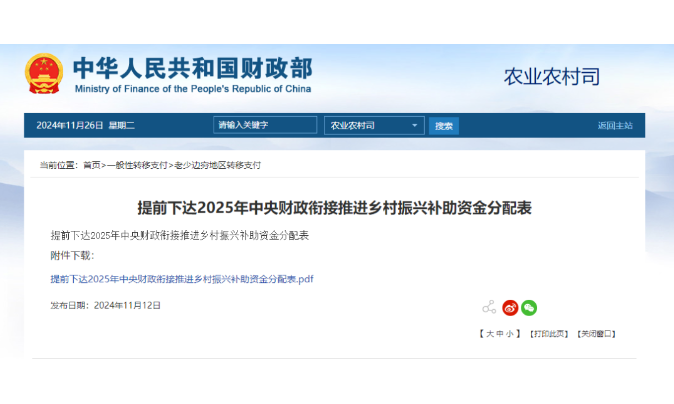1593億元！財政部提前下達(dá)2025年鄉(xiāng)村振興補助資金，15個申報重點匯總